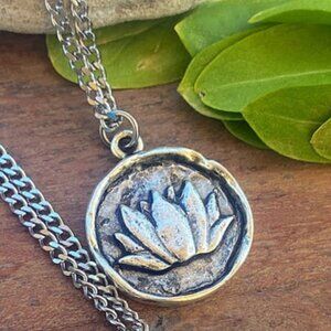 Bellaforma Lotus Flower Coin Necklace